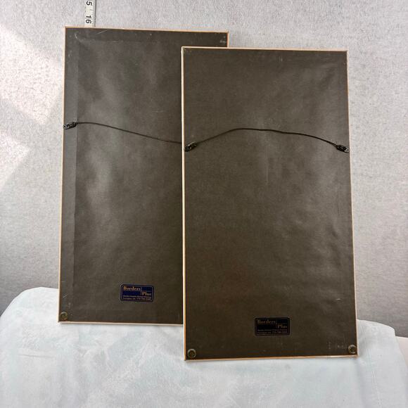 Cheri Blum Yellow Tulips in Vase Painting White Framed 9x18 Cracked Linen Set 2 - Picture 2 of 9